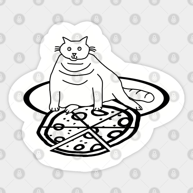 Cute Cat and Pizza Outline Sticker by ellenhenryart